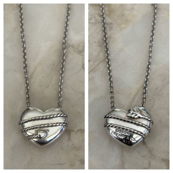 Tiffany & Co. Vintage Heart & Arrow Wrapped 925 Sterling Silver Pendant Necklace - Picture 1 of 8